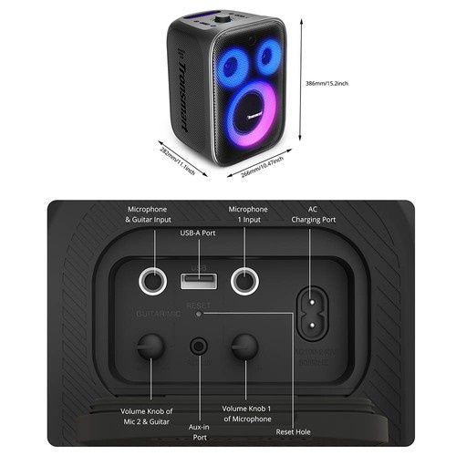 Coluna de som para karaokê Tronsmart Halo 200 com som de 120 W.