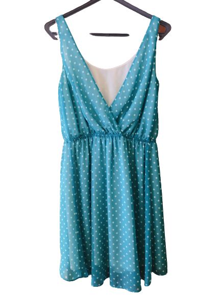 Vestido Verde Água às Bolinhas Brancas - Suiteblanco