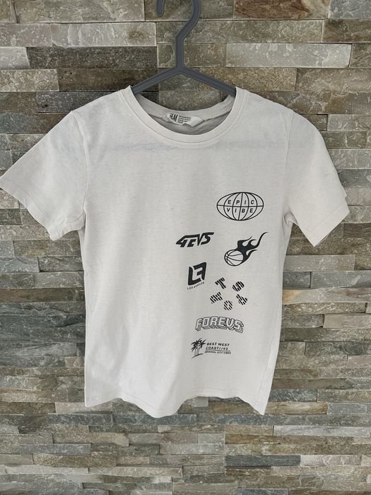 Bialy TSHIRT H&M r.134/140 stan idealny