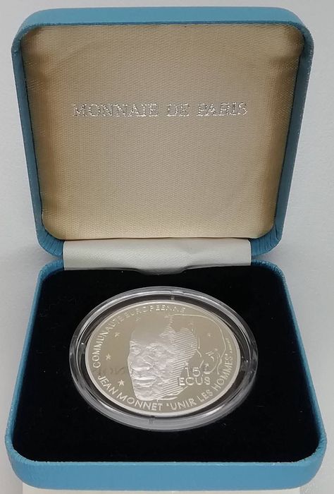 Франція 100 франків 1992р. Жан Монне (15 ЕКЮ). СРІБЛО. Пруф.