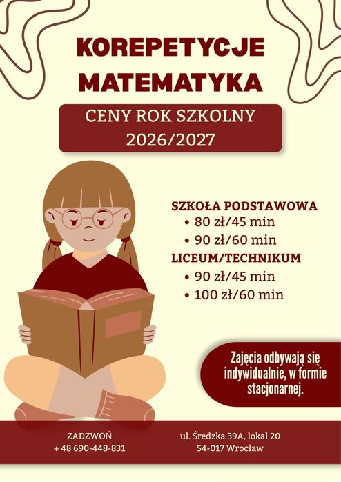 Korepetycje matematyka - Wrocław Leśnica ul. Średzka 39