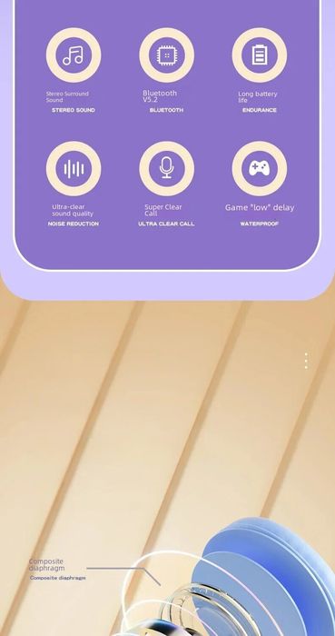 Bluetooth - наушники для девочек, НОВІ навушники для дівчат, наушники