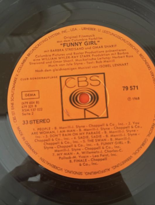 Disco vinil record musical funny girl