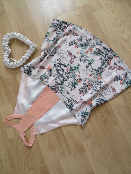 H&M jak Nowa bluzka damska koszula koszulka top KWIATY PTAKI,  40  L