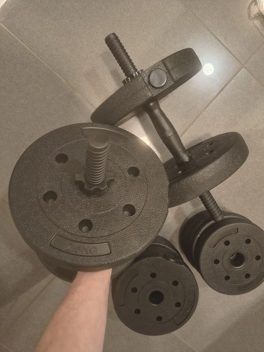 Zestaw hantli 2x10kg 20kg bitumiczne regulowane Sztangielki Ciężarki