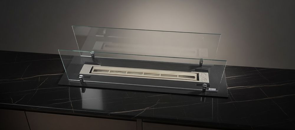 Biokominek do zabudowy wkład 60cm czarny mat z szybami