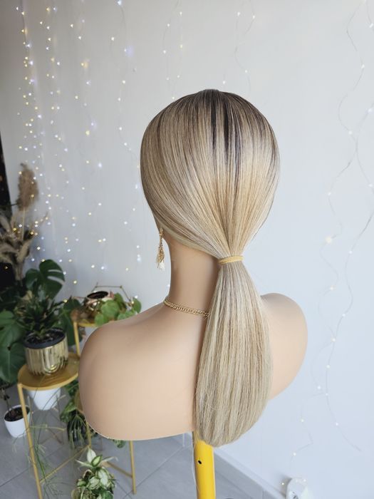 Peruka mix blond brąz odrostem Jakość premium lacefront Diana