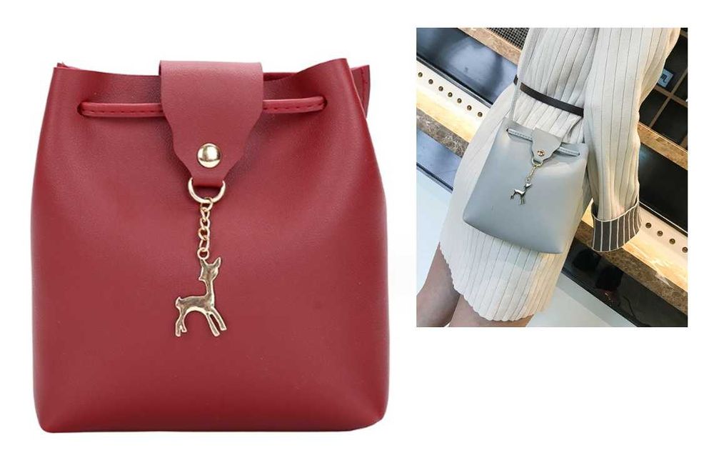 Mała torebka damska młodzieżowa bordo przez ramię torebeczka podręczna