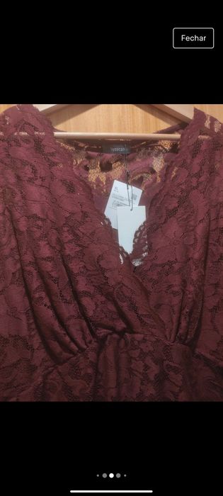 Blusa T-Shirt Renda Bordeaux C&A XL