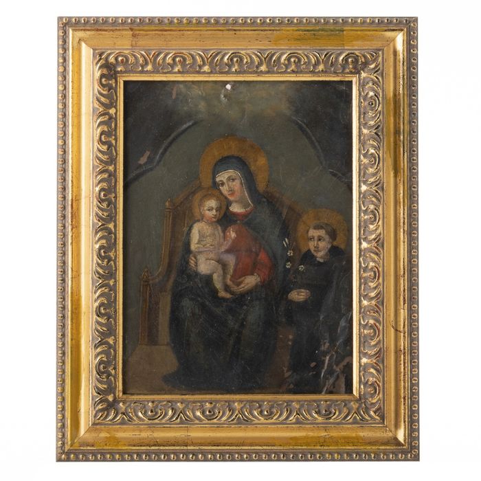 Pintura - Nossa Senhora - Século XIX - Óleo sobre cobre