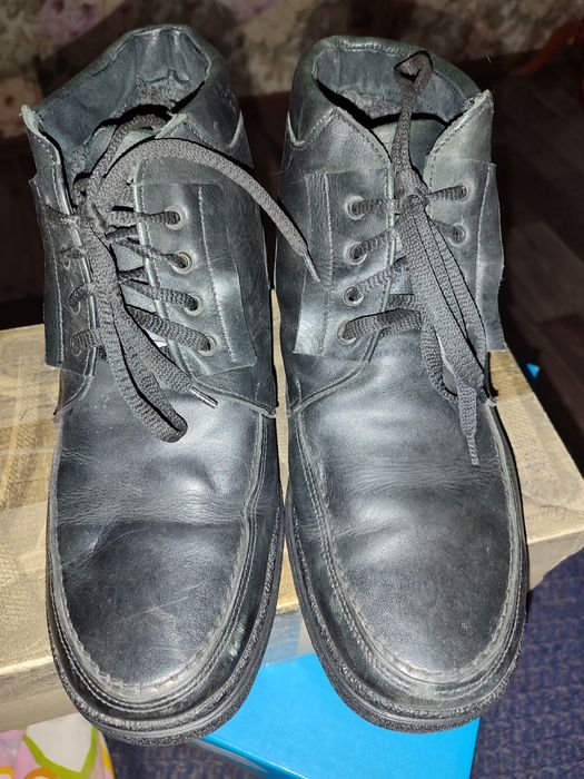 Зимние,теплые,кожанные мужские ботинки!Внутри шерсть волка!42р.,27см