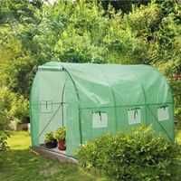 Tunel foliowy ogrodowy 2x3,5 m | 7 m² | Zielony|6 okien z moskitierami