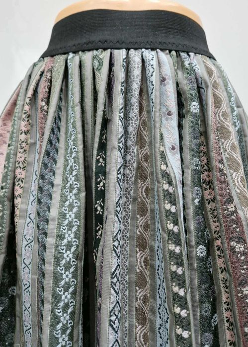 Spódnica damska pasiak w kolorach ziemi, rozm. M(38), mocno marszczona