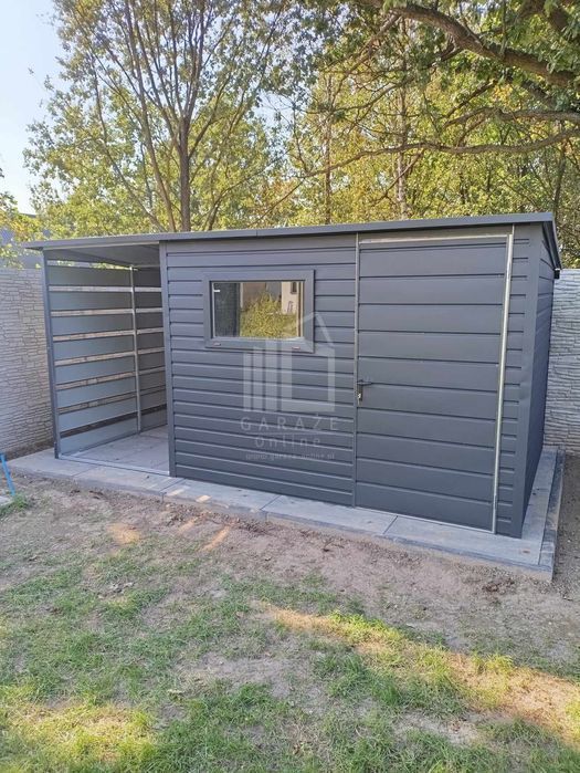 Schowek Domek Ogrodowy 3X2,5M + Wiata 1,5 Drzwi Okno Dach Spad Id760