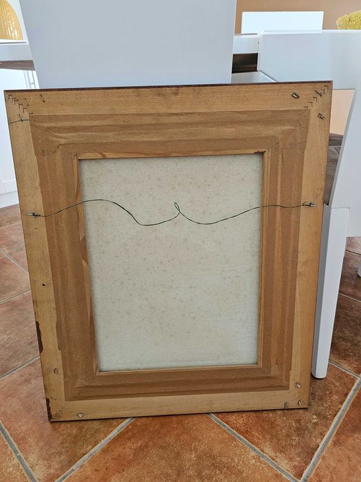 Pintura a Óleo sobre Tela – Paisagem Marítima com Barco – 69x59 cm