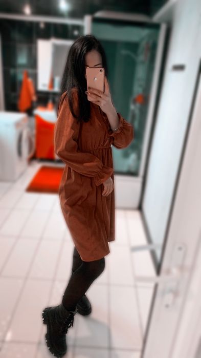 Платье с микровельвета свободного кроя