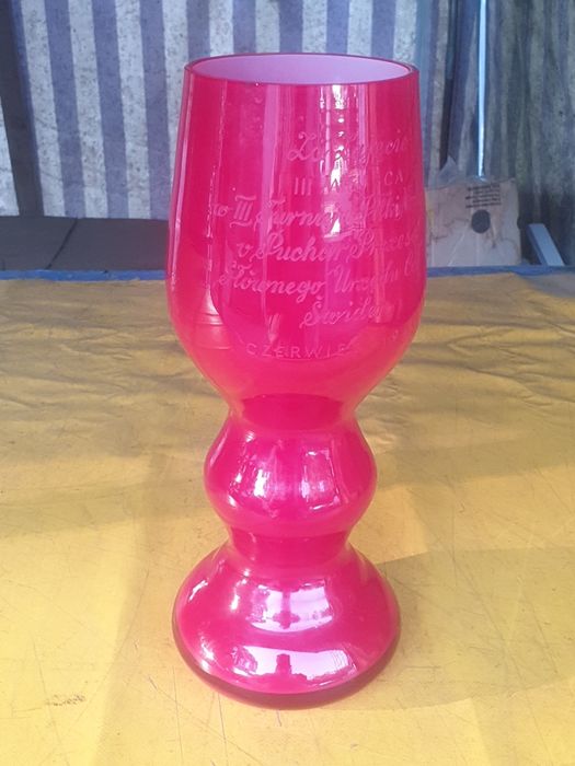 Wazon puchar Aniołek unikat wys.33 cm Huta Sudety Stefan Sadowski Uni