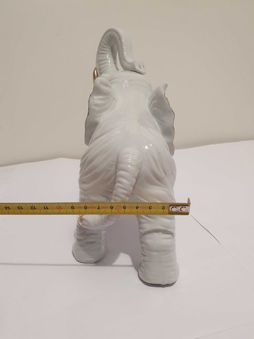 Duża ladna figurka słoń porcelana biały 22.5x 26x 11cm
