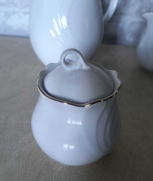 Porcelanowy serwis do kawy 6+6-osób+12 talerzyków deserowych - unikat