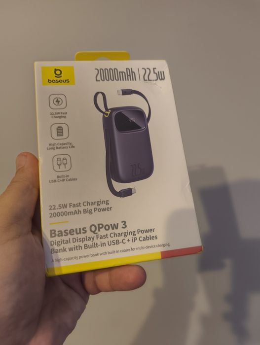 Повербанк Baseus 20000mAh 22.5w QPow 3 Black, White, Purple