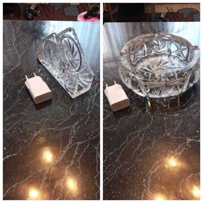 Хрустальная пепельница и салфетница. Польша.