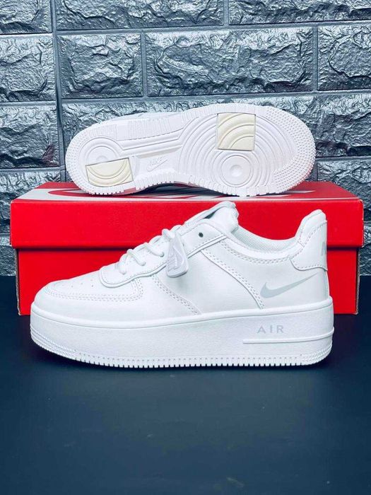 Форсы женские / Кожаные женские кроссовки / Nike Force 1 White / популярные красовки на лето кожа / найк форс женские / топ цена