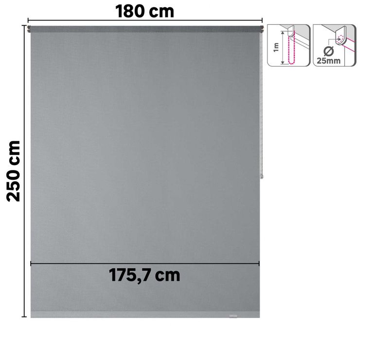 Estore de rolo screen 180 x 250 cm