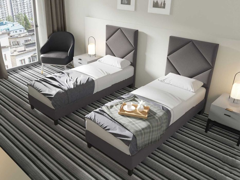 Tapicerowane łóżko hotelowe 70 / 80 / 90 / 100x200 - SZYBKA DOSTAWA