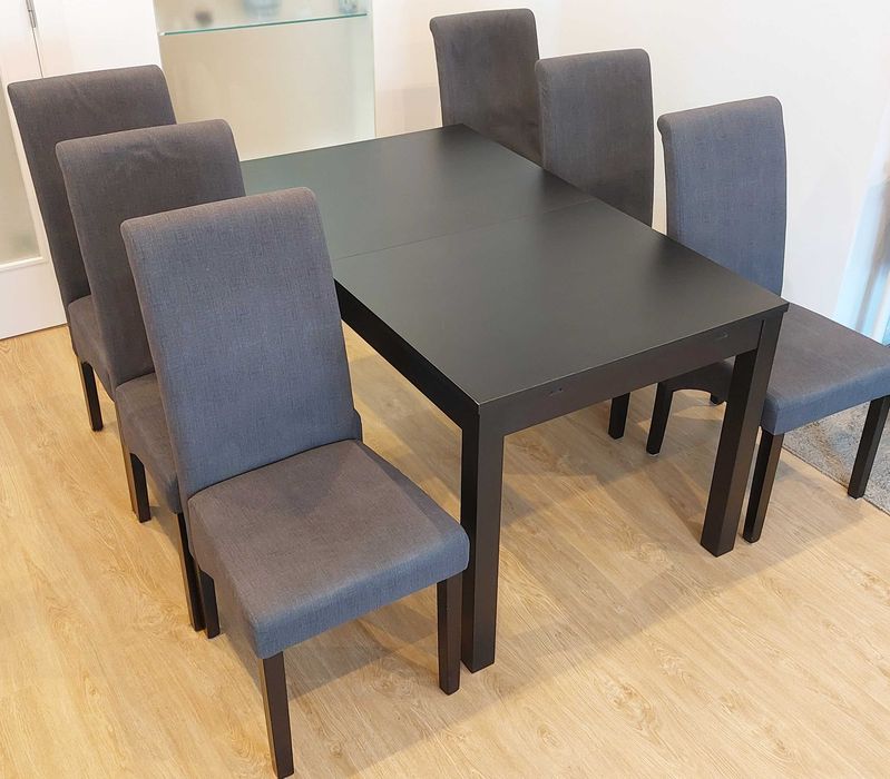 Mesa Jantar extensível Ikea 140-220cm com 6 cadeiras