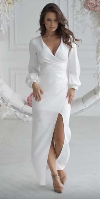 Продам білу сукню міді святкову