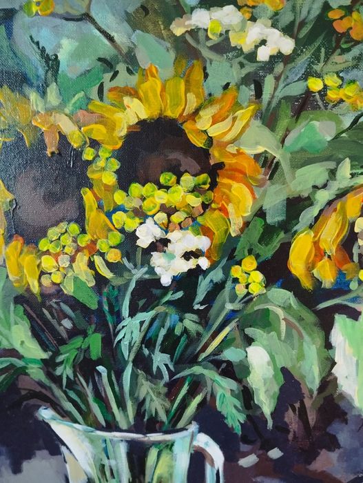 Obraz akrylowy "Słoneczniki" 50x70 – ręcznie malowany, oryginał




--