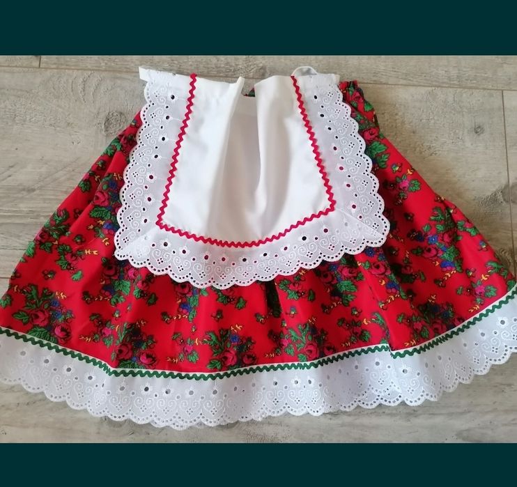 Strój krakowski. Ludowy. Folk. Spódniczka + fartuszek. Rozm. 140-146