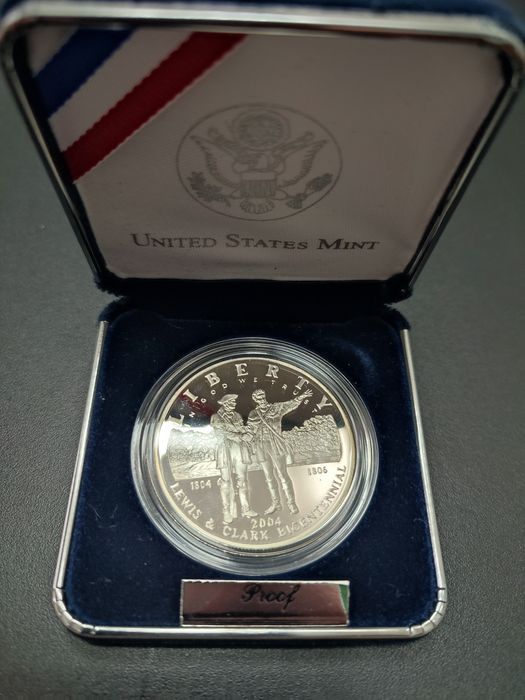 США. 2004р. Льюїс та Кларк. Срібло. Пруф. 900 проба. Сертифікат.