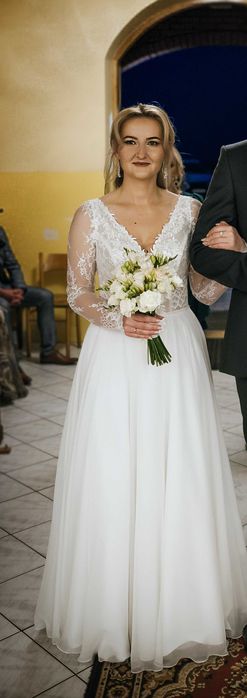 Suknia Ślubna rozmiar 36/38, kolor: śmietankowy