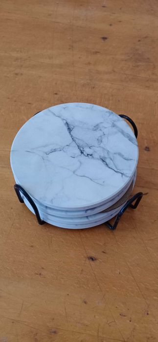 Подставки под чашки, 4шт, 10см, под мрамор