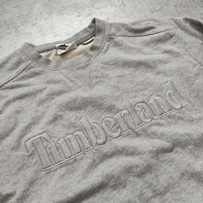 MĘSKA Bluza PREMIUM Duże Logo Haft Szara Bawełna Timberland Casual