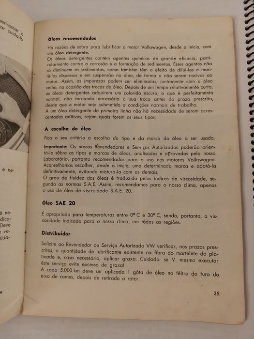 Manual Instruções VW Carocha Beetle 1961