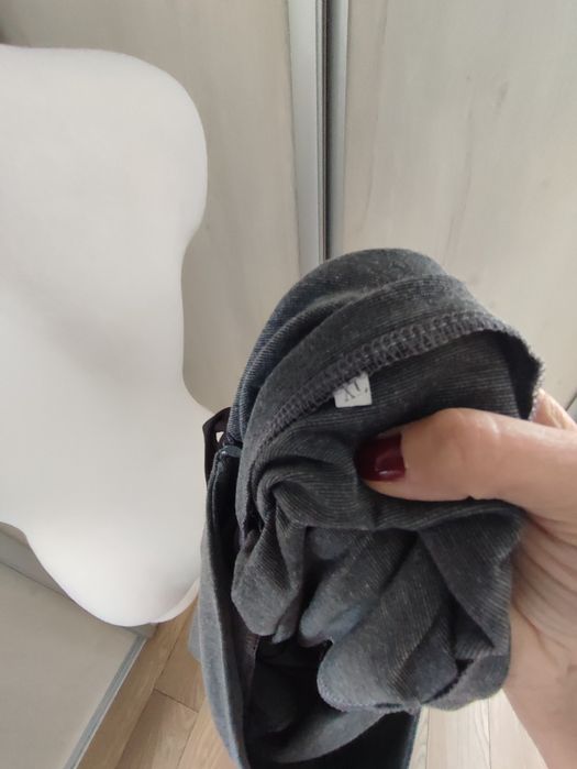 Sukienka damska szara z czarnymi wstawkami i kokardą, roz Xl