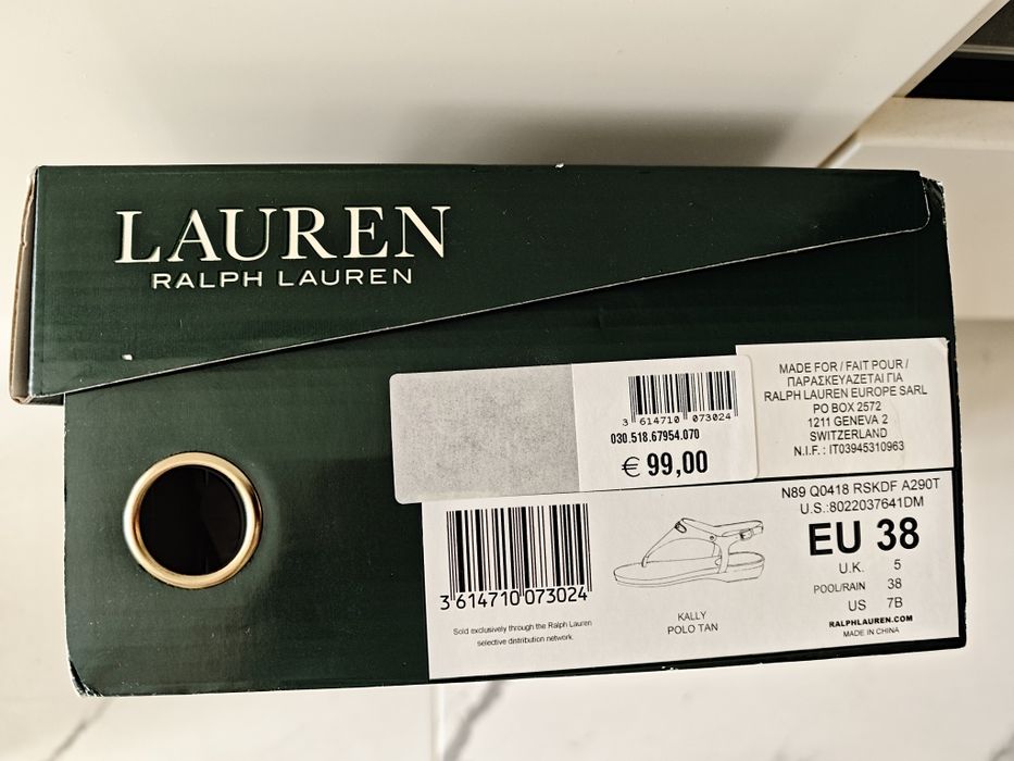 Sandálias Lauren Ralph Lauren em pele (Modelo Kally) - Tam. 38