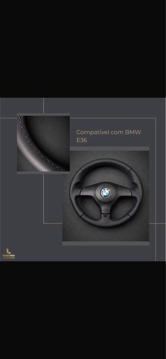 volante BMWE36 em pele perfurada, com pele liza linhas pack M