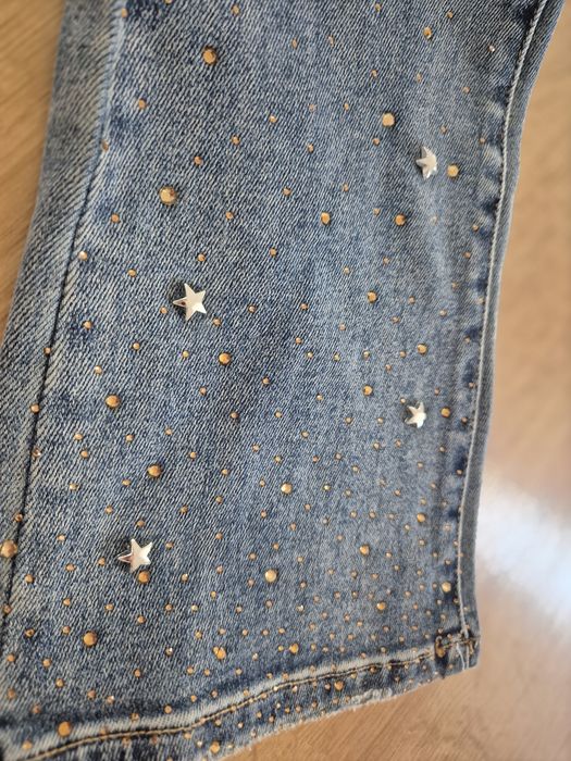 Jeansy dzwony flare z cekinami rozmiar xs