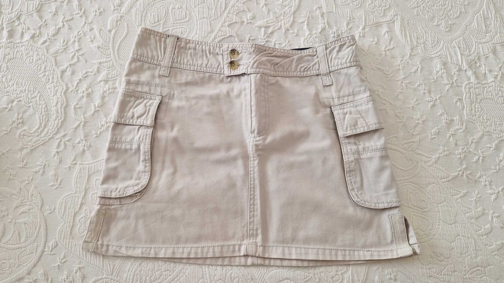 Saia de ganga, beje, Quebramar, tamanho L, bolsos laterais