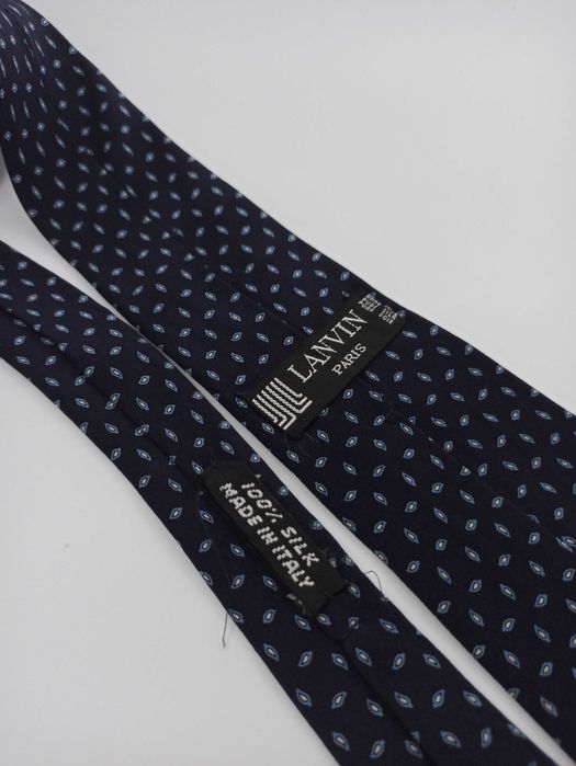 Lanvin paris granatowy jedwabny krawat ol110