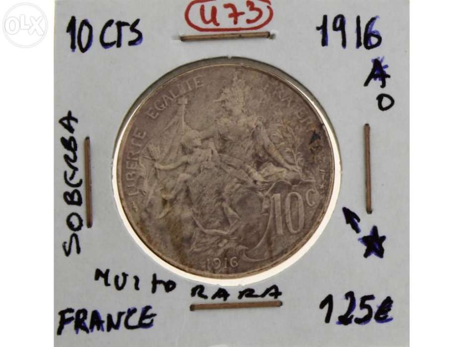 Moeda 10 centimos frança 1916 RARA