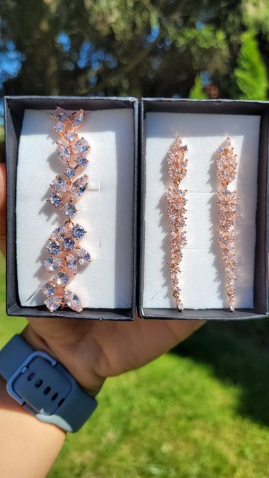 Komplet biżuterii bransoletka I kolczyki biżuteria ślubna prezent