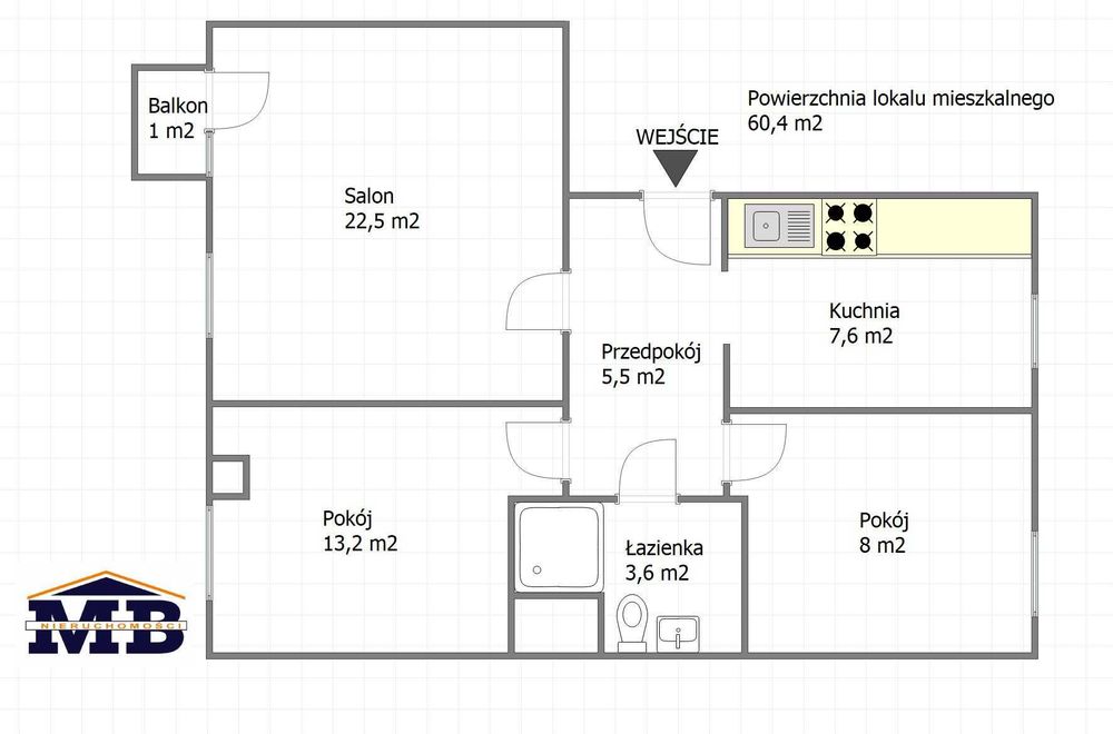 Mieszkanie po Remoncie 3 pok, 60 m2, 2 piętro, ul. Jeziołowicza
