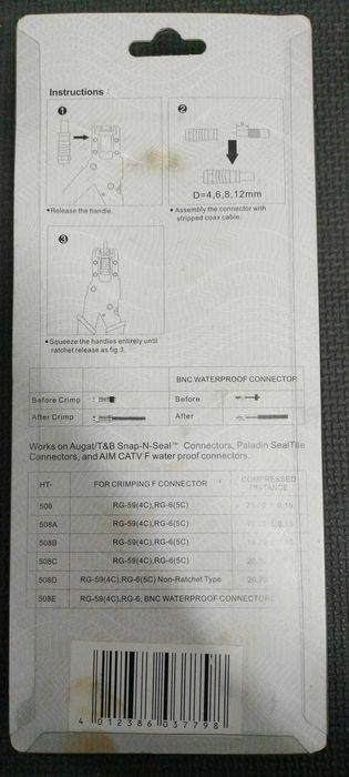 Alicate de cravar fichas de compressão