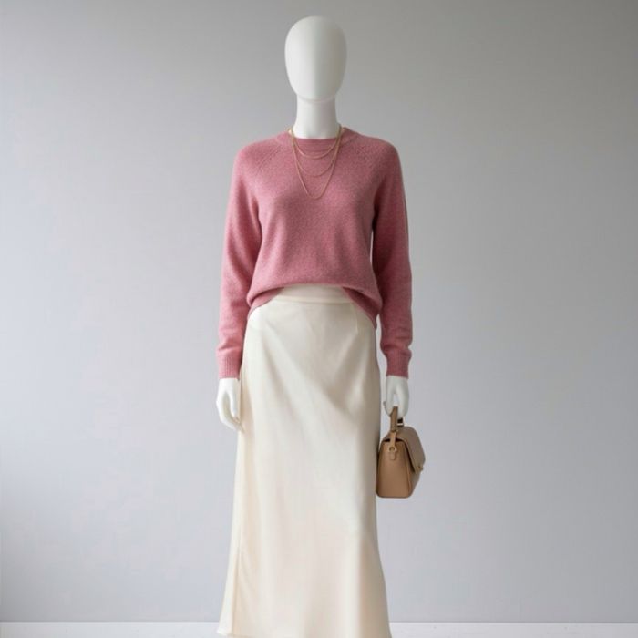 Malinowy różowy sweter basic VERO MODA fuksja M/L
