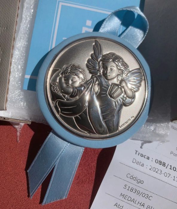 2 Medalhas de prata para Baptizado menino