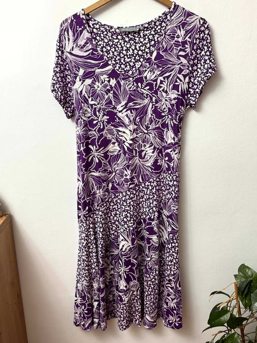 Letnia wiskozowa sukienka fioletowa sukieneczka z wiskozy viscose summer dress Per Una 44 XXL